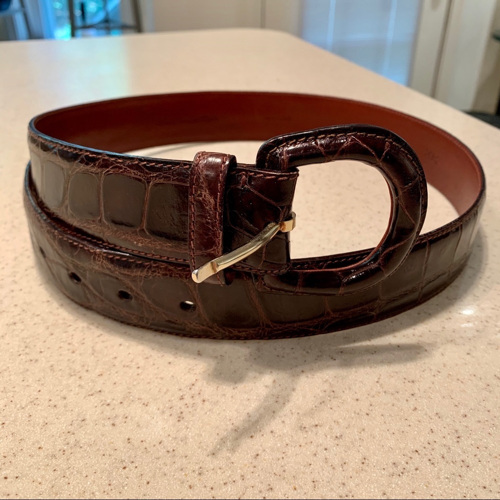 Rich Brown Alligator Ralph Lauren Belt